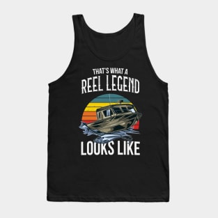 Reel Legend Fishing Boat Fisherman Retro Tank Top